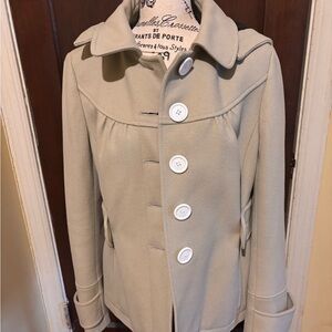 LOFT Cream Peacoat with White Buttons